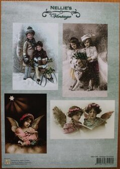 Cutting sheet Nellie&#039;s Choice 048 vintage Christmas angels &amp; children