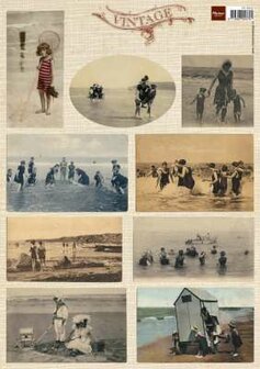 Knipvel Tiny&#039;s Vintage Beach cards, strand foto&#039;s kaartjes