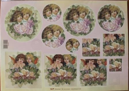 Cutting sheet 3D Pyramids pastel angels with roses