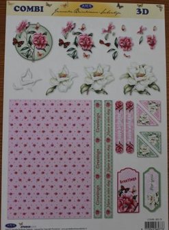 Knipvel 3D combivel JBS &amp; labels rozen, roosjes, bloemen