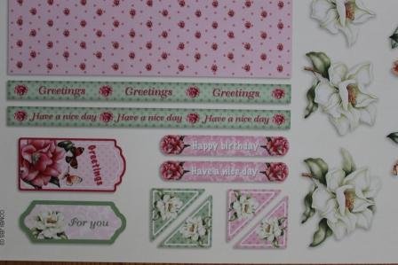 Cutting sheet combi sheet &amp; labels JBS roses, flowers