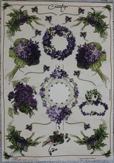 Cutting sheet purple lilac flowers, bouquets and wreaths