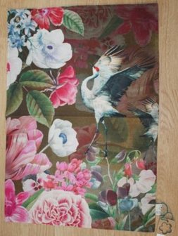 Keuken theedoek botanische bloemen kraanvogel schilderij Imbarro Mr Carson Brown romantische 1
