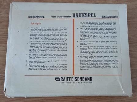 Oud retro vintage brocante spelletje Bankspel voor de jeugd Raiffeisenbank sixties games 2