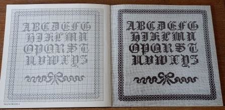 Vintage brocante hobbyboekje Werken met merklappen motieven en telpatronen borduren embroidery 1
