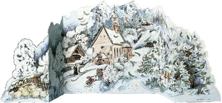 3D Adventskalender kerstkerkje dorp winterbos glitters groot advent calender Christmas church village