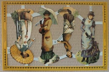 Nostalgische vintage brocante poezieplaatjes jongedames parasols hoeden poetry pictures young ladies hats 1