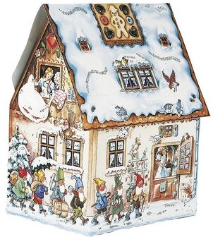 3D adventskalender groot sprookjeshuisje peperkoeken dak glitters advent calender Christmas fairy tales house gingerbread XL