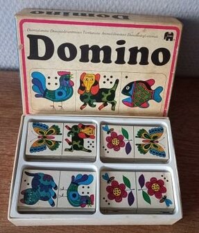 Oude vintage brocante retro spelletje dierendomino Jumbo 1972 toys games animal dominoes