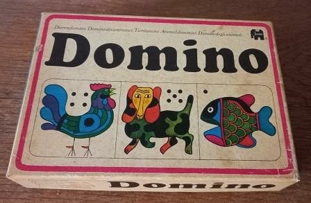 Oude vintage brocante retro spelletje dierendomino Jumbo 1972 toys games animal dominoes 1