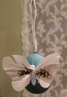 Vintage brocante petrolblauwe paaseieren vlinders Easter eggs butterflies 1