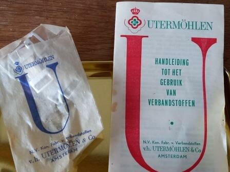 Oude vintage brocante blikje Utermohlen touristen verbanddoos groot model tin first aid kit 3
