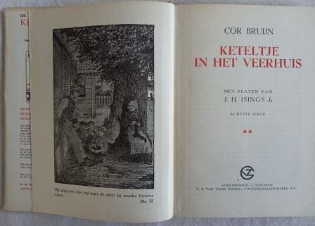 Oud vintage brocante jongensboek Keteltje in het veerhuis Cor Bruijn Dutch book 1