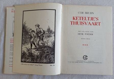 Oud vintage brocante jongensboek Keteltje&#039;s thuisvaart Cor Bruijn Dutch book 1