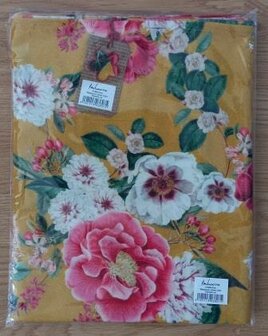 Groot brocante tafelkleed bloemen rozen Janne Ocre Imbarro 150x240 cm tablecloth flowers roses 1