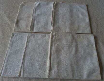 Set 6 oude vintage brocante witte servetten stoffen damasten napkins 2