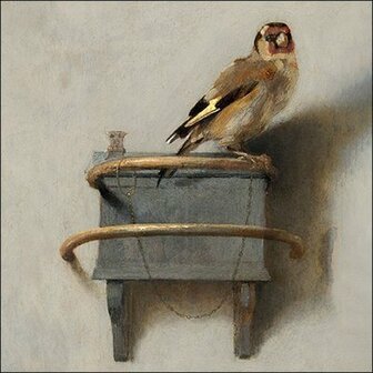 Pakje papieren servetten The Goldfinch Het puttertje vogel schilderij painting bird paper napkins 33x33 cm hobbymateriaal decou