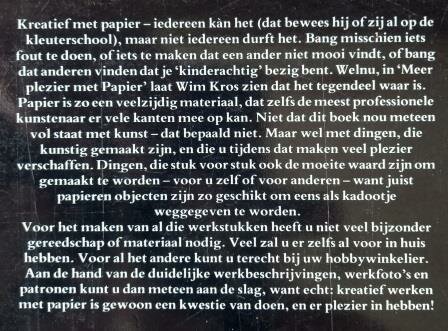Hobbyboek Meer plezier met papier Wim Kros bouwplaten knutselen aankleedpoppen doosjes kaarten 1