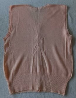 Vintage brocante oudroze puur wollen wool hemd vest knoopjes kant cardigan underwear pink Hanro XL 2