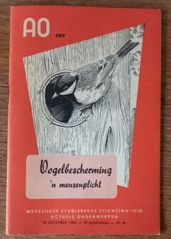 Oud vintage brocante studieboekje AO 489 Vogelbescherming &#039;n mensenplicht 1953 nr 49 Dutch study booklet birds