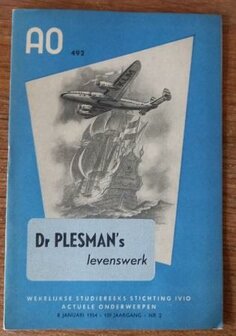 Oud vintage brocante studieboekje AO 492 1954 Dr Plesman&#039;s levenswerk geschiedenis KLM Dutch booklet 