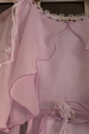Oude brocante pastel lila jurk, trouwjurk