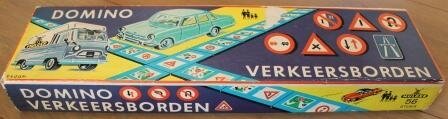 Oude vintage brocante spel verkeersborden domino traffic signs domino sixties 3