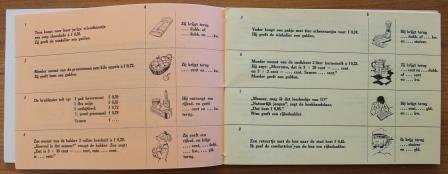 Oud schoolboekje rekenen Voor en achter de toonbank