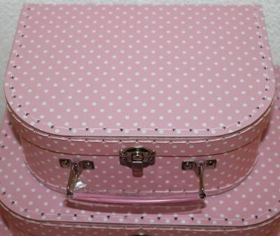 Kinderkoffertje, roze m witte stippen, polkadots M