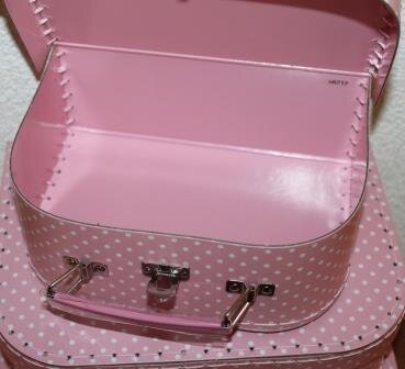 Kinderkoffertje, roze m witte stippen, polkadots M