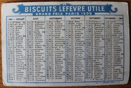 Oude Franse brocante minikalender 1901 reclame