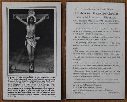 Oud brocante bidprentje Jezus aan het kruis 1946