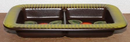 Retro vintage brocante serving dish with 2 compartments
