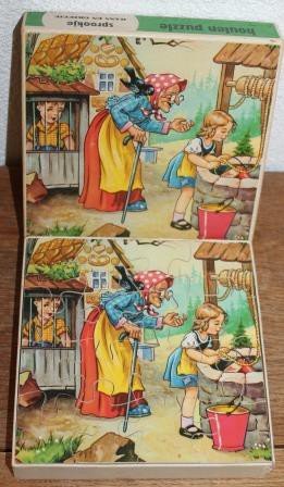 Vintage brocante houten sprookjes puzzel Hans & Grietje
