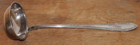 Vintage brocante large silver-plated soup serving spoon