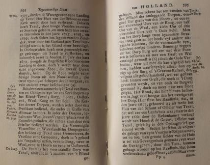 Vintage brocante boekje Isaak Tirion over Texel, herdruk 1750