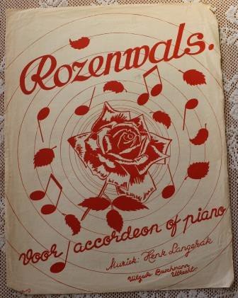 Vintage brocante sheet music Rozenwals accordion or piano