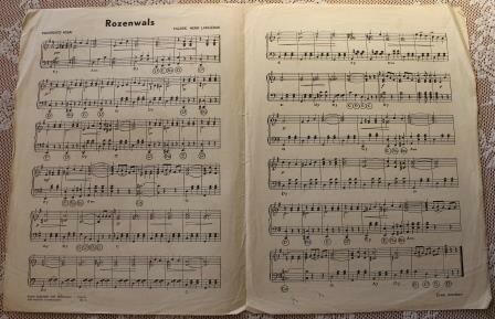 Vintage brocante sheet music Rozenwals accordion or piano