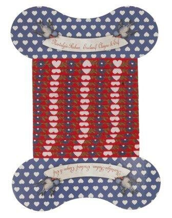 Ribbon red hearts and flowers XXL haberdashery card 510 cm