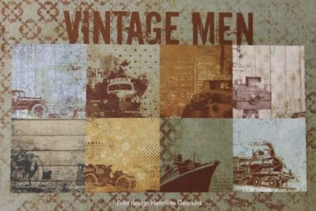 Papier Vintage Men, 32 vel, 8 dessins, vervoer