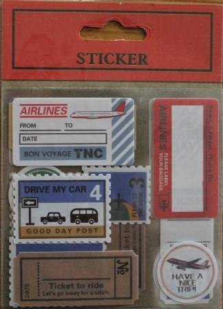 Stickers, 23 vintage tickets and stamps travel and transport