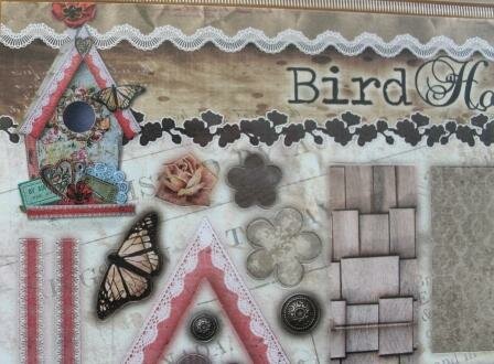 Die-cut sheet to make a decoration birdhouse