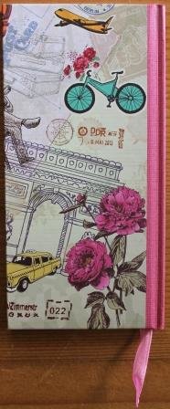 Notitieboekje vintage reizen & landen met roze lint