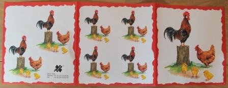 Sheet of decor rolling paper for decoupage, rooster, chicken, chicks