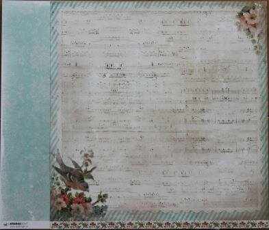 Scrapbook sheet Shabby Chic 02 music paper, flowers, bird