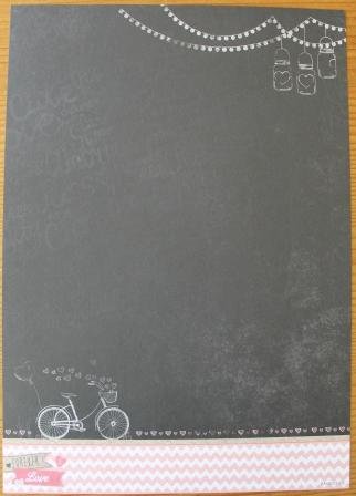 Basispapier achtergrondvel Creative Chalk 188, hartjes, vogels, fiets