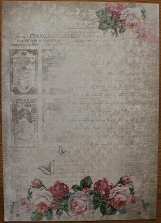 Basic paper, background sheet Très Chic 148 roses text Paris