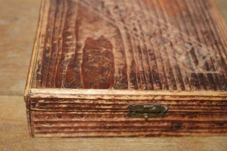 Oud vintage brocante houten kistje met tekst Zakdoeken