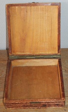 Oud vintage brocante houten kistje met tekst Zakdoeken