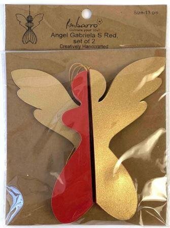 Kerstengeltjes rood rode gouden honeycombs 3D Imbarro Angel Gabriela S red set 1